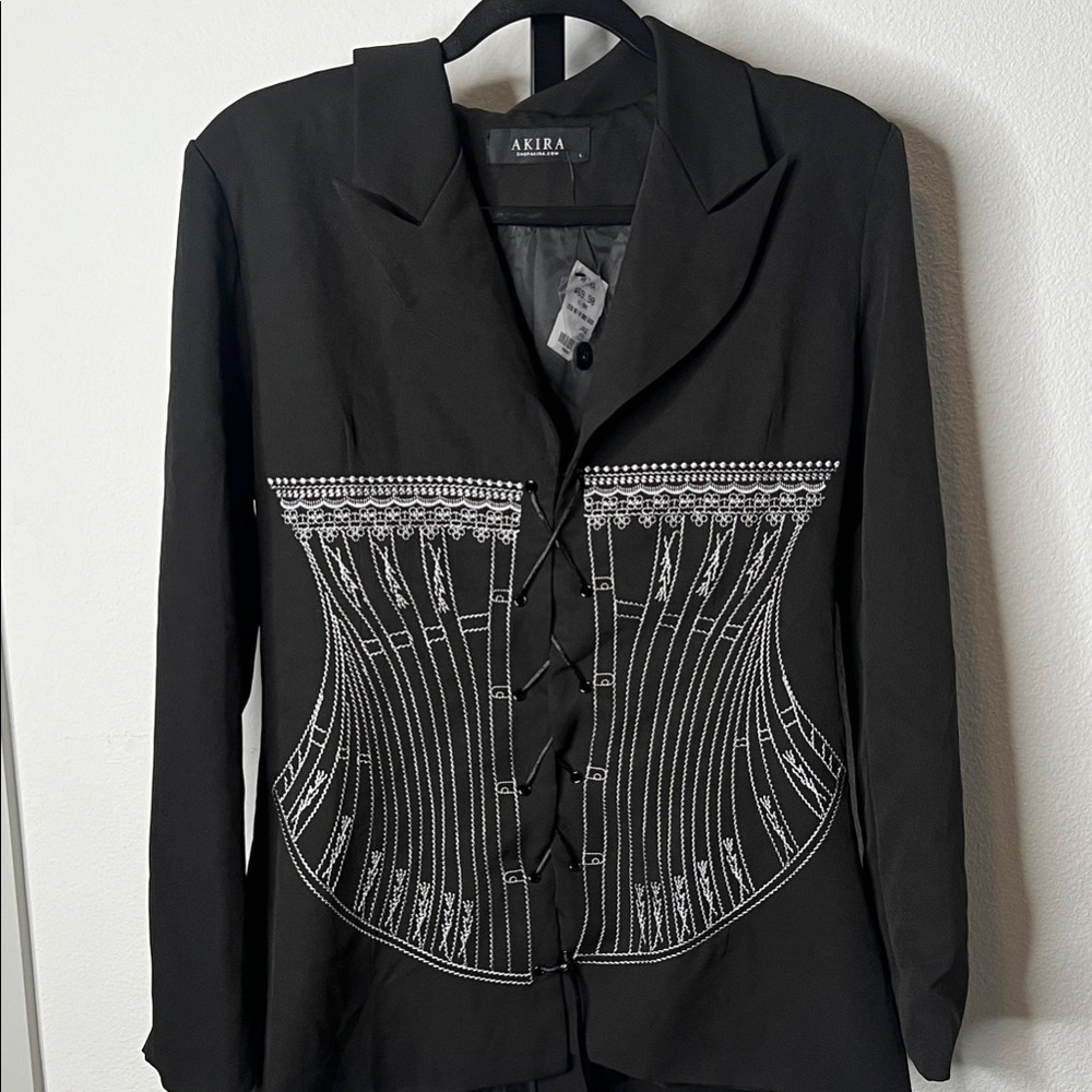 AKIRA Black Corset-Style Blazer